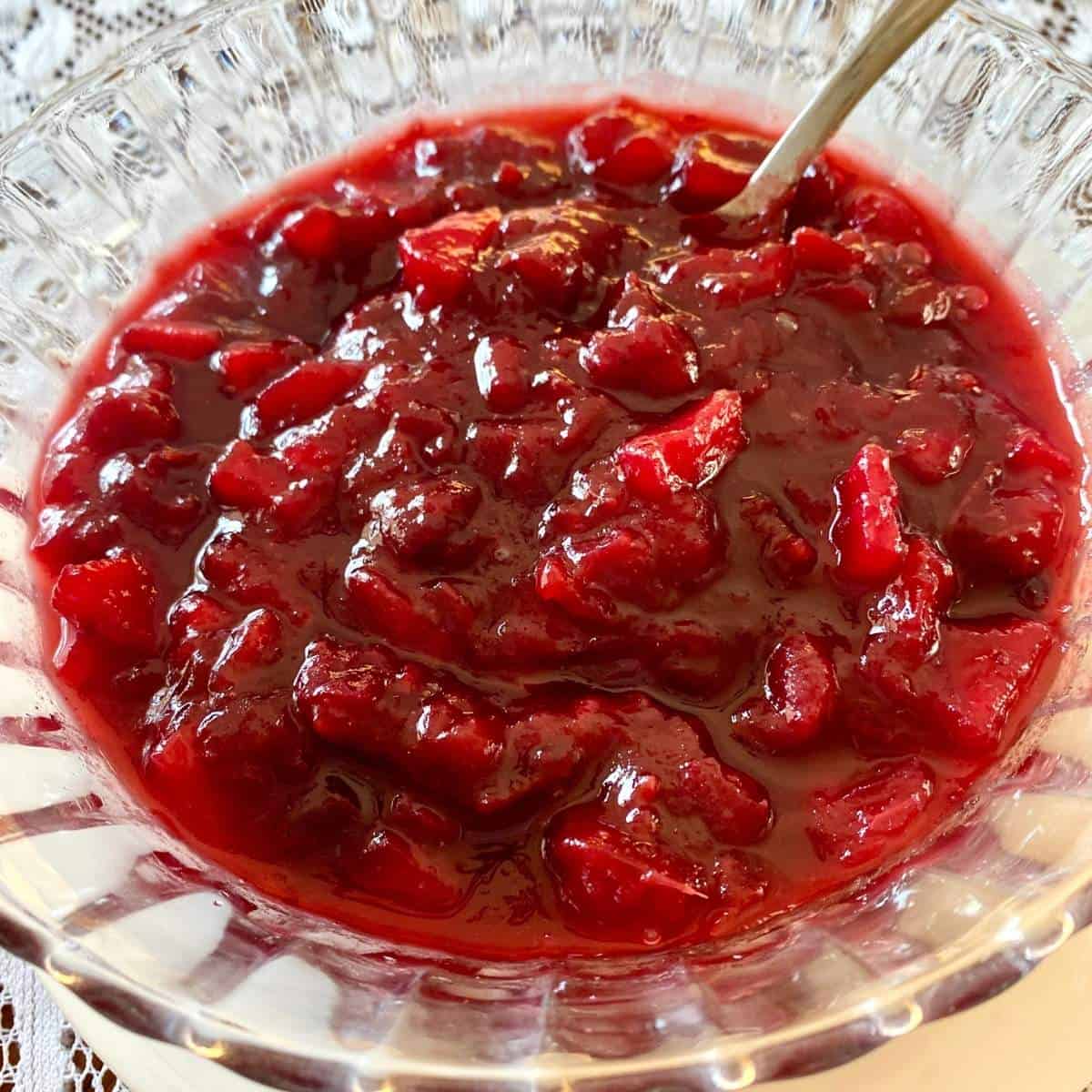 a bowl of cranberry apple sauce