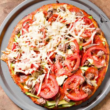 Dairy free cheese on a pizza