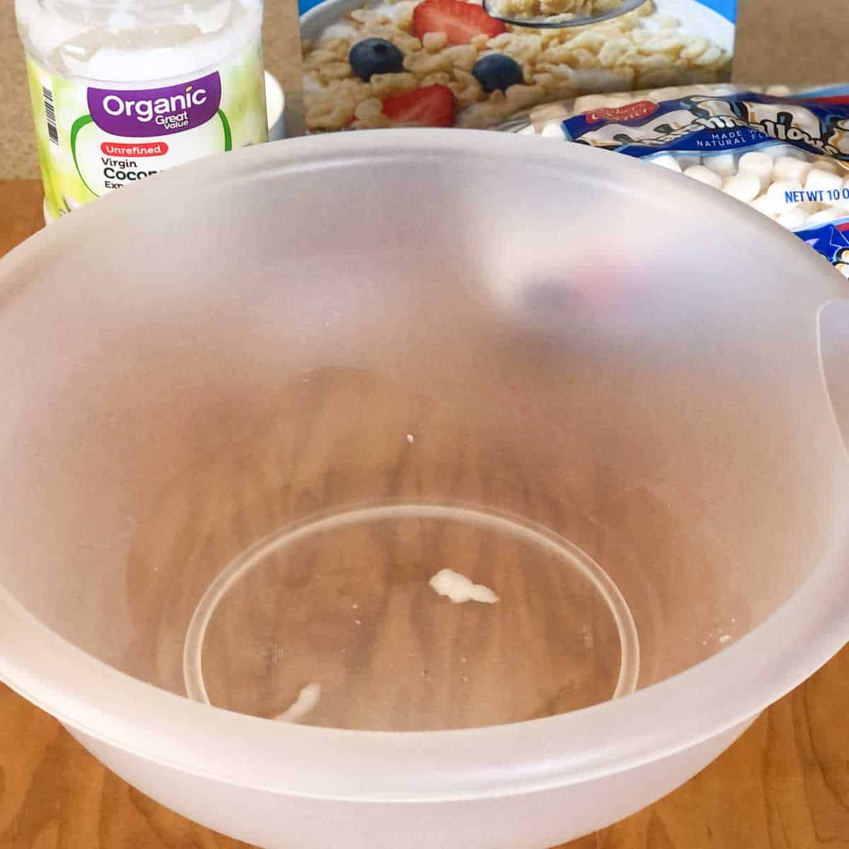 Melted coconut oil in a large bowl