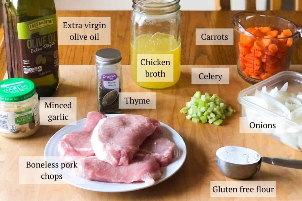 Ingredients to make gluten free pork chops