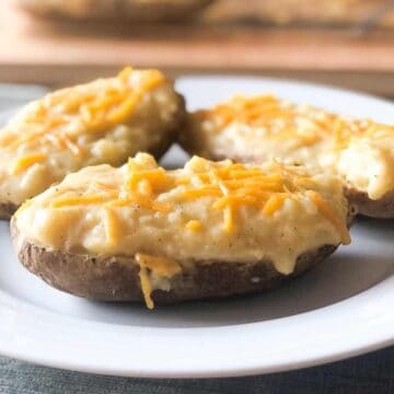 vegan twice baked potatoes on a plate